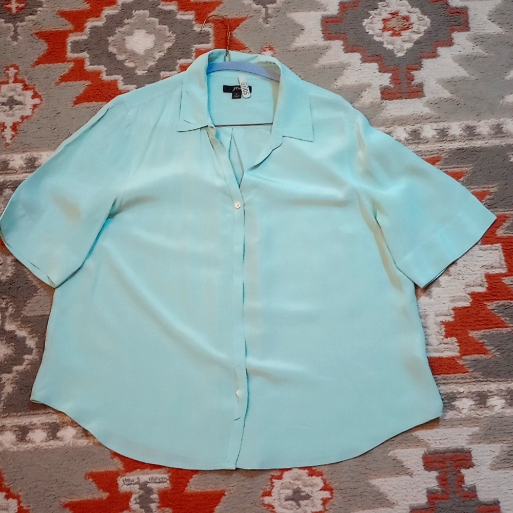 J CREW silk blouse button down silky collared top